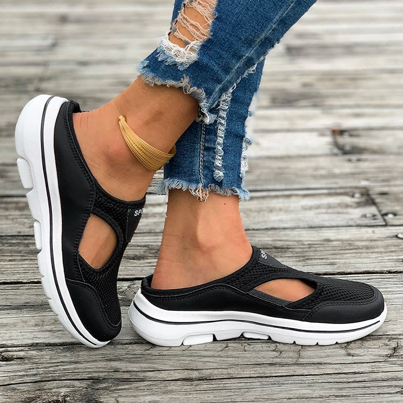 Ddbos Breathable Mesh Sports Slippers Women Casual Cut Out Wedge Slides Sandals Woman Summer 2024 Comfortable Non Slip Walking Shoes