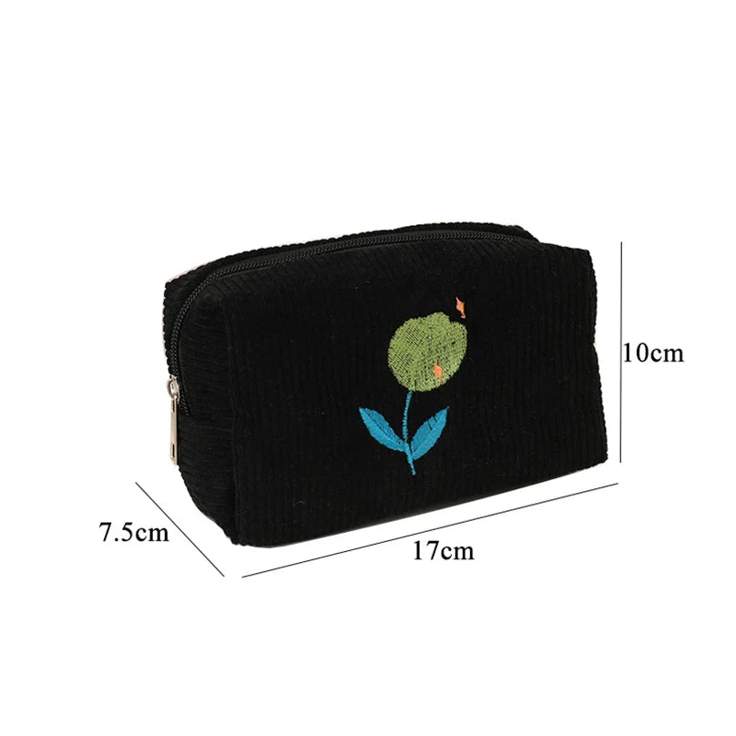 Ddbos BACK TO SCHOOL Flowers Pencil Case School Supplies Large Capacity Pencilcase Estuches Corduroy Trousse Scolaire Piornik Stationery Pencil Pouch