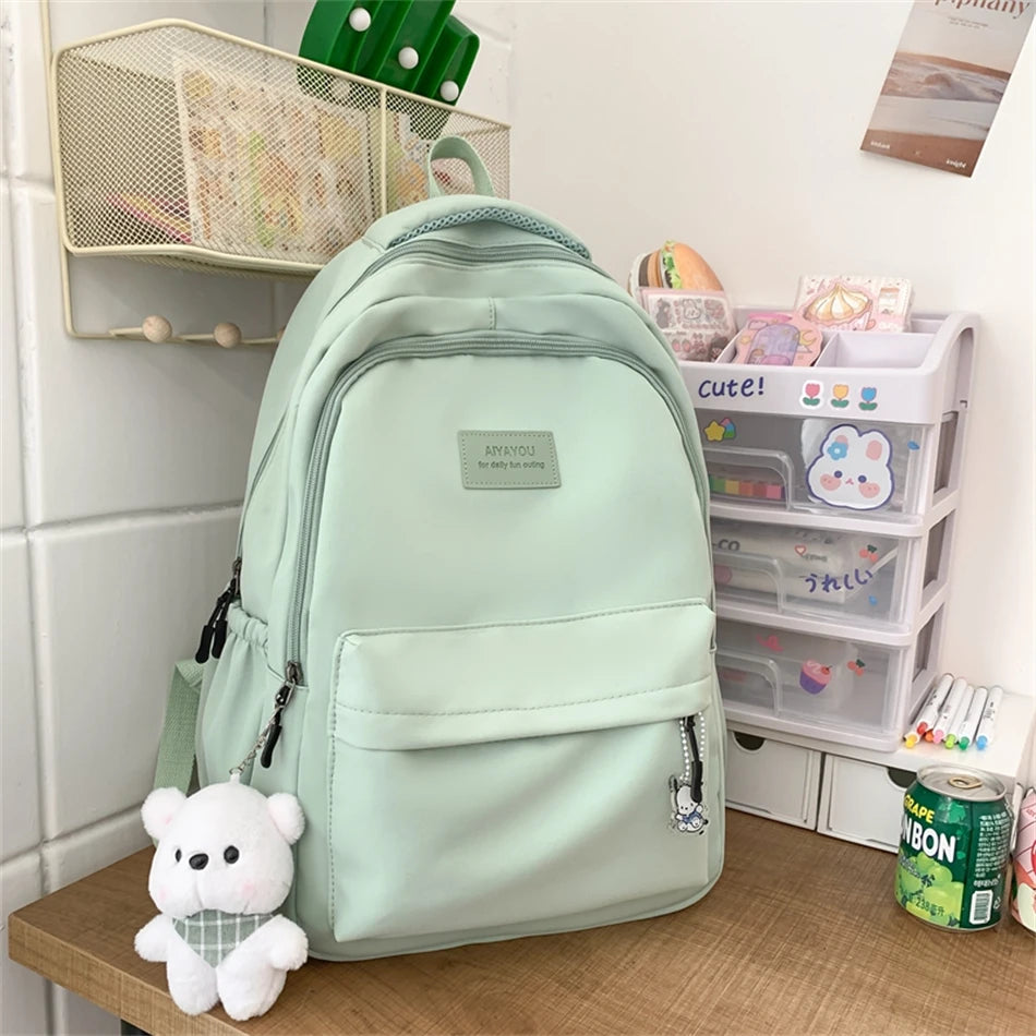 BACK TO SCHOOL Fashion Waterproof Backpack New Women Bagpack Nylon Solid Color Bagpacks for Teenage Girl School Bags Mochilas Rucksacks Bookbag