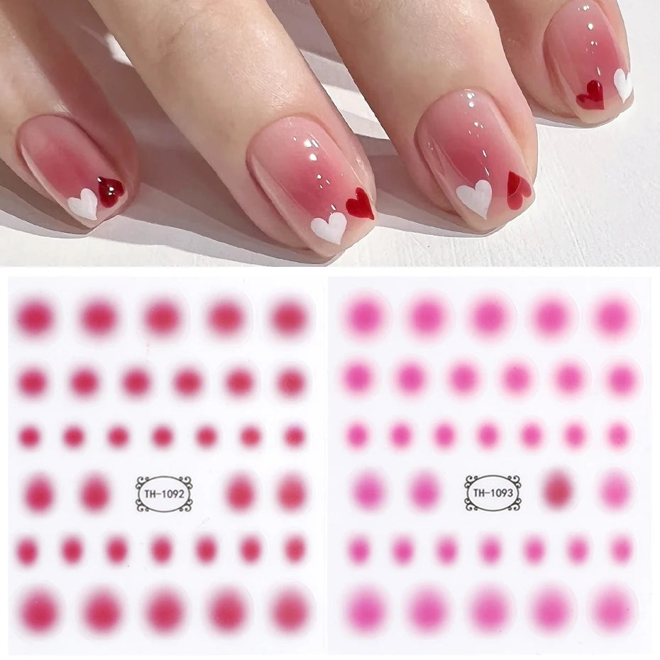 Ddbos Gradient Nail Sticker 3D Jelly Red Pink Blush Sliders Cute Ombre Nail Design Japanese Style Translucent Gel Polish Wraps Decal