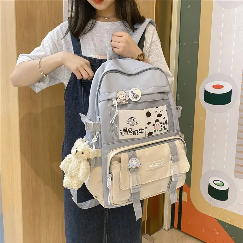 Ddbos Kawaii Women Backpack Waterproof School Bag For Teenager Girl Student Bookbag Laptop Rucksack Cute Female Travel Bagpack Mochila