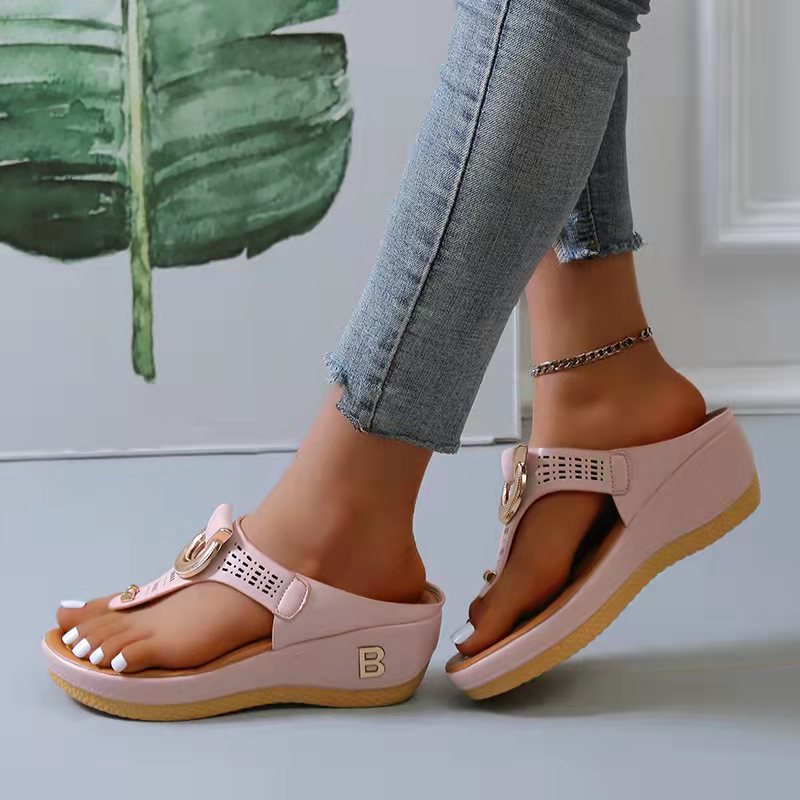 Ddbos Women New Summer Sandals Open Toe Beach Shoes Flip Flops Wedges Comfortable Slippers Cute Sandals Plu Size 35~43 Chaussure Femme