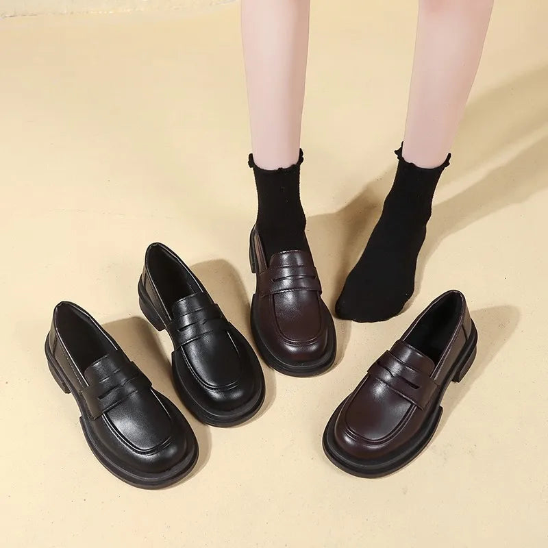 New Japanese Style College Student Shoes Cosplay Lolita Shoes for Women/Girl Fashion Black/Coffee Uniform Platform Shoes 2024 DDBOS