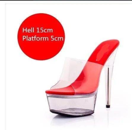 Ddbos Girls Shoe for Party Club Stripper Heels Women Shoes Platforms High Heels Sandals Clear Sexy Pole Dance 15cm High Plus Size