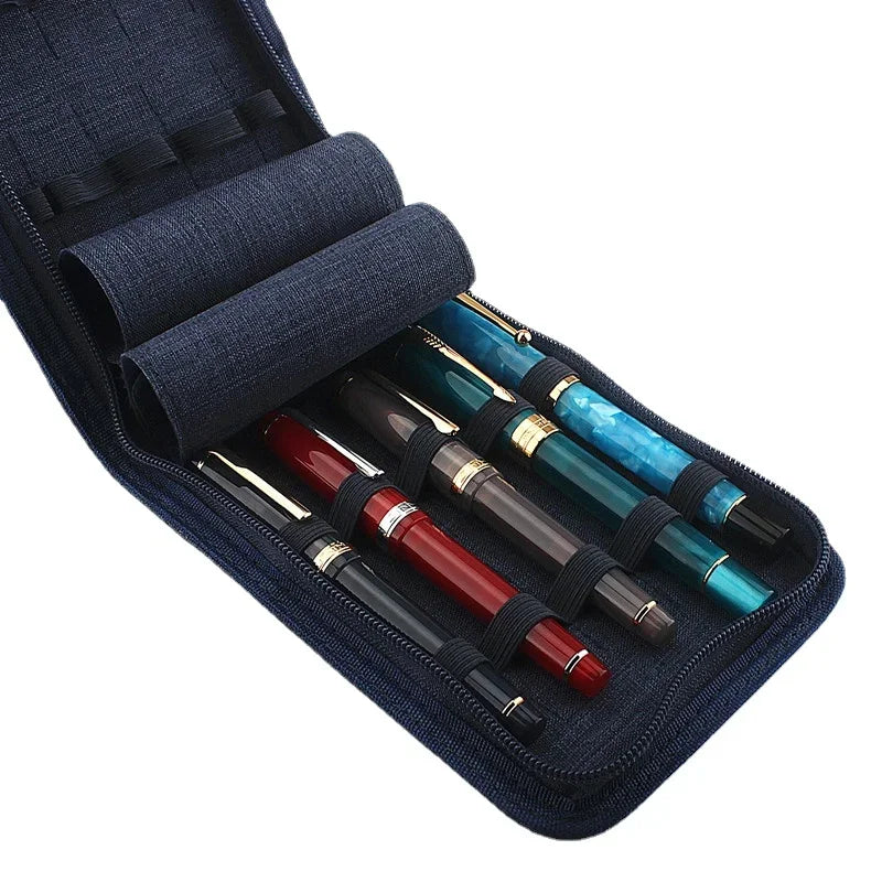 Ddbos BACK TO SCHOOL 4 Colors Pen Pouch Pencil Case Bag Gray Available for 10 Fountain Pen / Rollerball Pen Case Holder Storage Organizer Waterproof