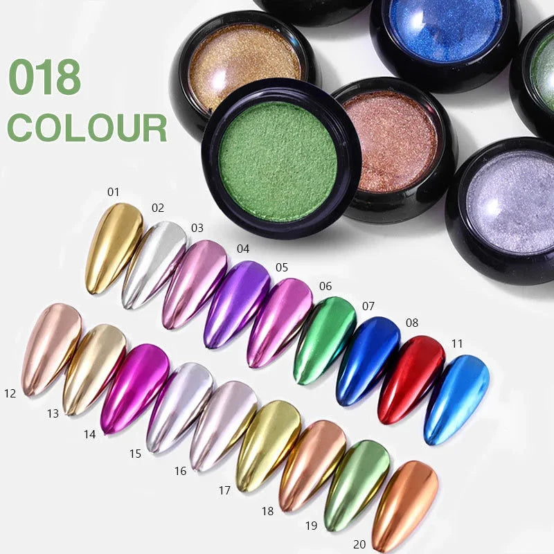 0.5g Color Acrylic Powder for Nail Art Decorations Solid Magic Mirror Nail Powder Metal Effect Nails Glitter