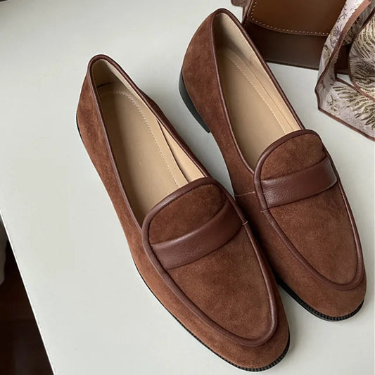 New Spring Suede Leather Women Shoes Casual Slip-On Loafers Comfortable Simple Shoes Round Toe Shoes Woman Zapatos De Mujer