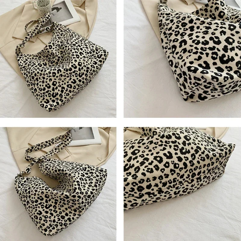 Ddbos Women's Bag Cheap Casual Large Capacity Shoulder Bags Shopper Canvas Fashion Harajuku Zipper Leopard Print Ulzzang Handbags