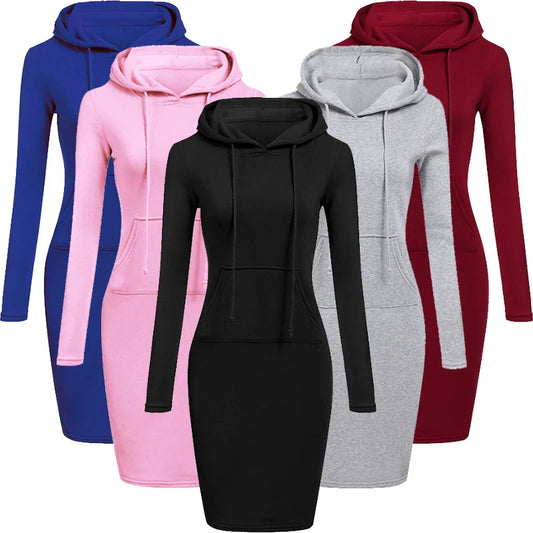 Ddbos Ladies Dress Autumn Women Hooded Dresses Hoodies Women Sweatshirts Women Hoodies Dress Tops Ladies Clothing