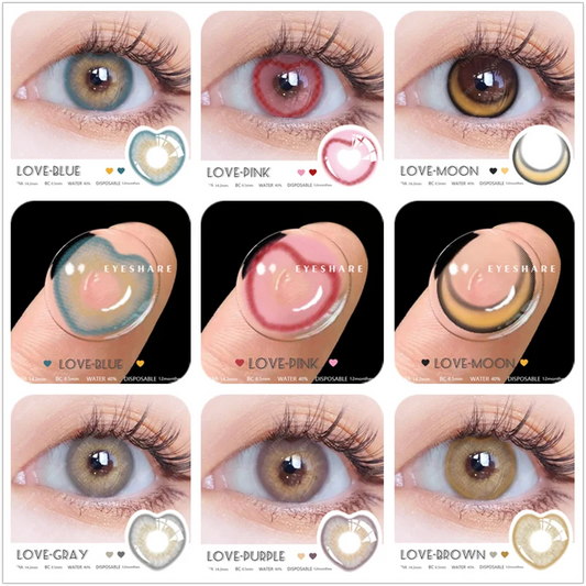 Colored Contact lenses Blue Pink Colorful Contact Lens for eyes Natural Cosmetic Makeup Yearly Use 2pcs/pair