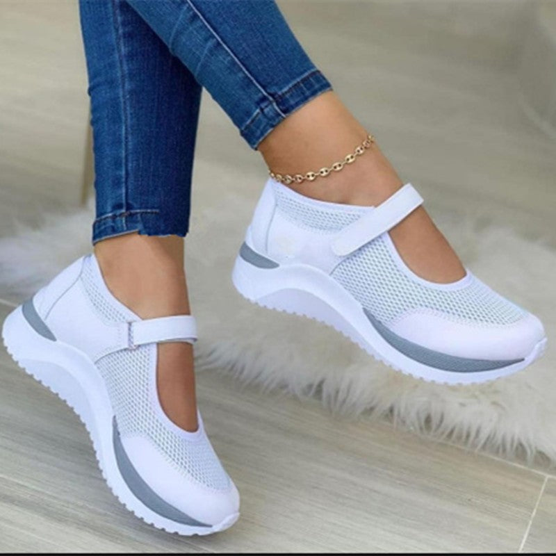 Ddbos Women Fashion Vulcanized Sneakers Platform Solid Color Flats Ladies Shoes Casual Breathable Wedges Ladies Walking Sneakers