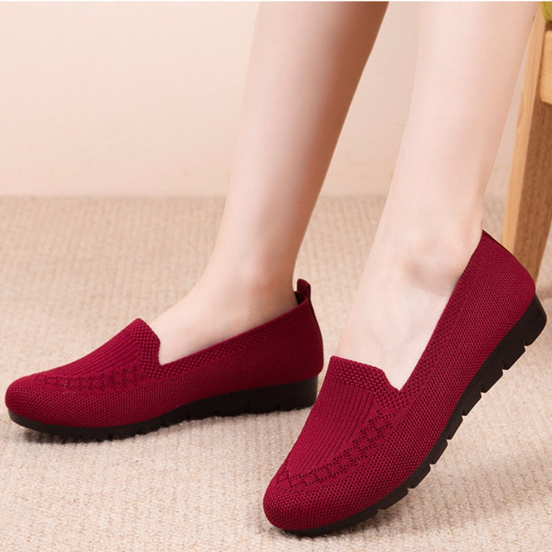 Ddbos Flat Casual Shoes Ladies New Mesh Breathable Sneakers Women Breathable Light Slip on  Loafers Socks Shoes Women Zapatillas Mujer