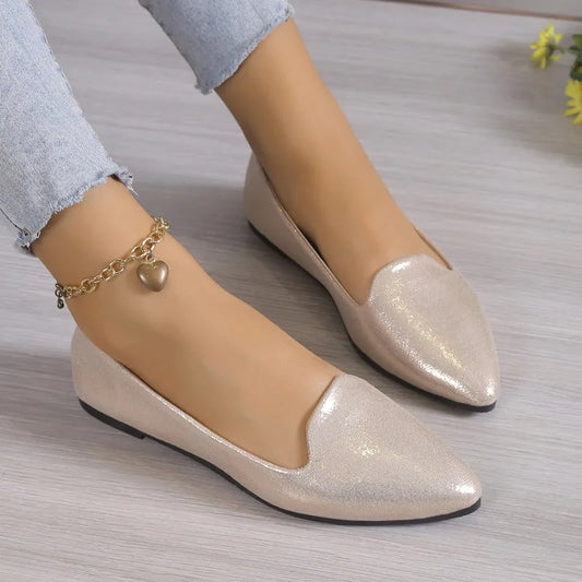 Slip on Loafers Breathable Stretch Ballet Shallow Flats Women Soft Bottom Pointed Toe Boat Shoes