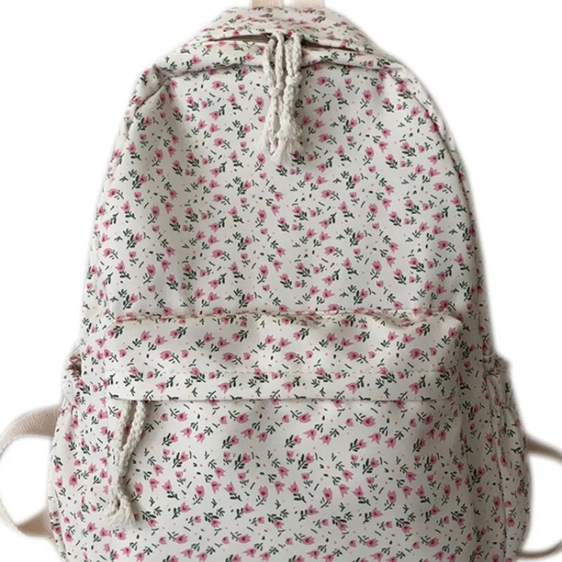 Ddbos BACK TO SCHOOL Korean Version Nylon Floral Backpack School Flower Fashion Backpack Junior High School Backpack Travel Bag