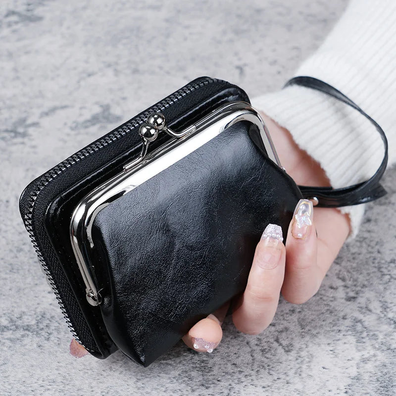 Ddbos New Wallet Women Fashion Wrist Strap Short Coin Purse Large Capacity Coin Clip Bag Multi-card Card Bag Wallet