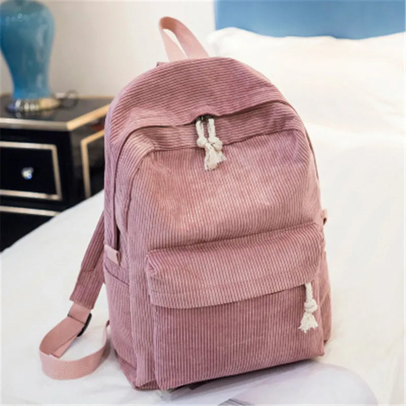 BACK TO SCHOOL Personalized Corduroy Women Schoolbag Backpack Training Anti-theft Shoulder Bag For Teenager Knapsack Unisex Classic Campus Port