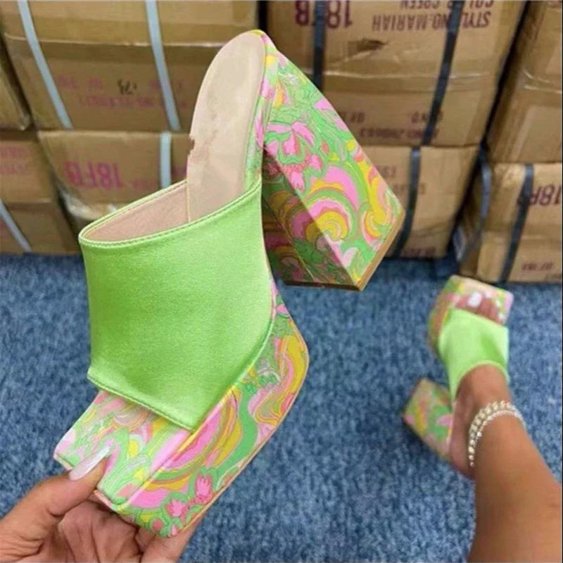 Ddbos Chunky Platform High Heels Sandals Women Summer Thick Heeled Beach Slippers Woman Plus Size 43 Outdoor Slides Flip Flops