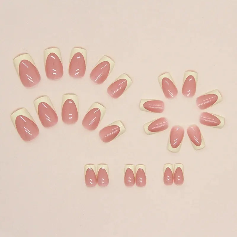 24 PCs Short French Minimalist Nails with 1 Jelly and 1 Nail File