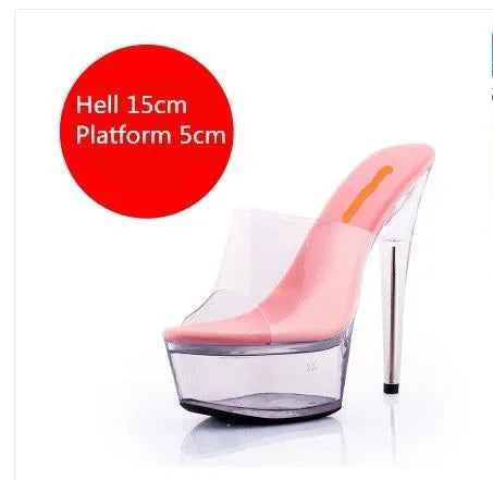 Ddbos Girls Shoe for Party Club Stripper Heels Women Shoes Platforms High Heels Sandals Clear Sexy Pole Dance 15cm High Plus Size