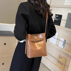 Ddbos Pu Leather Shoulder Bags for Women 2024 Simple Y2K Korean Fashion Handbags and Purses Small Bucket Crossbody Bag