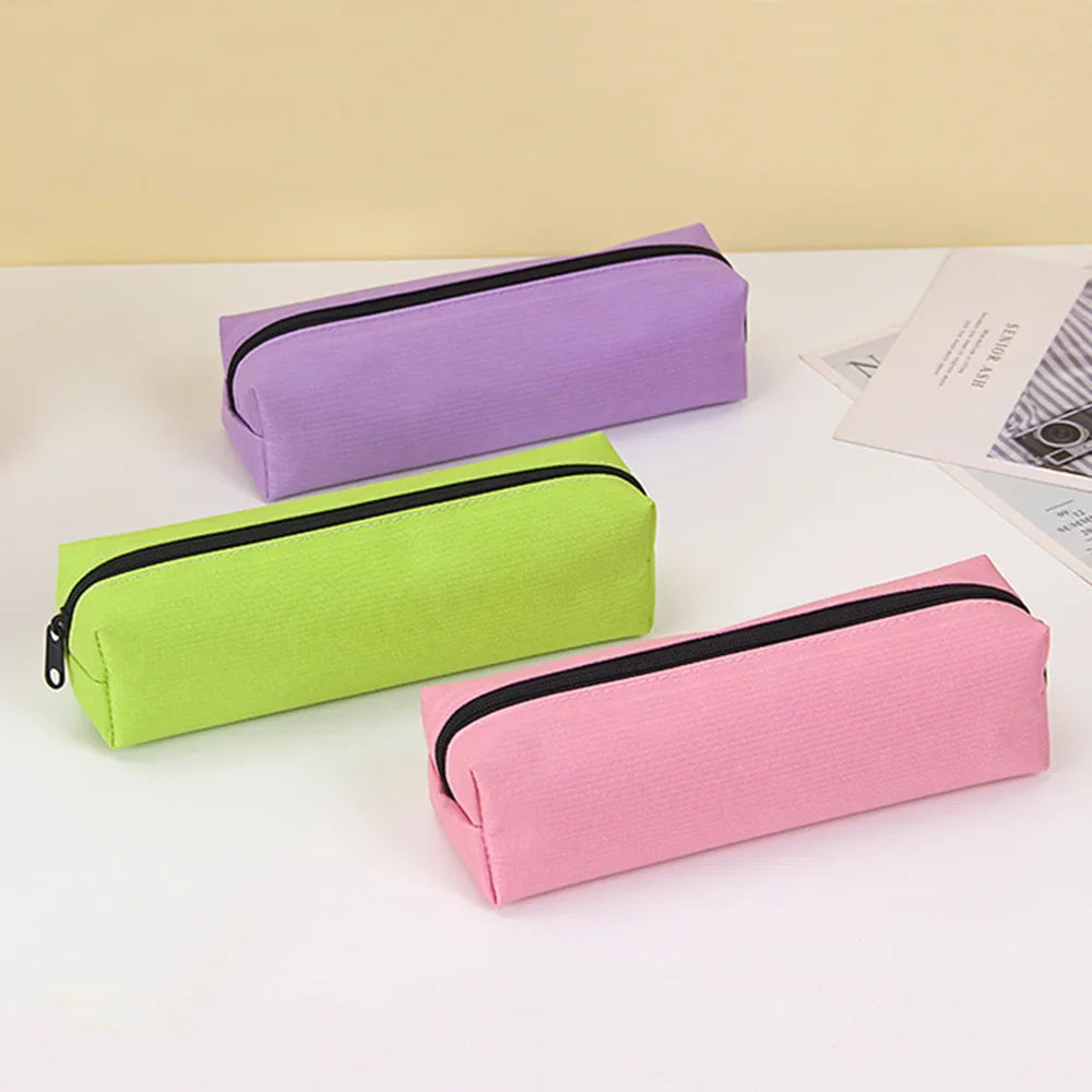 Ddbos BACK TO SCHOOL Solid Color Pencil Case Simple Pencil Bags For Student New Stationery School Supplies Kids Gift Zipper Big Cosmetic Bag