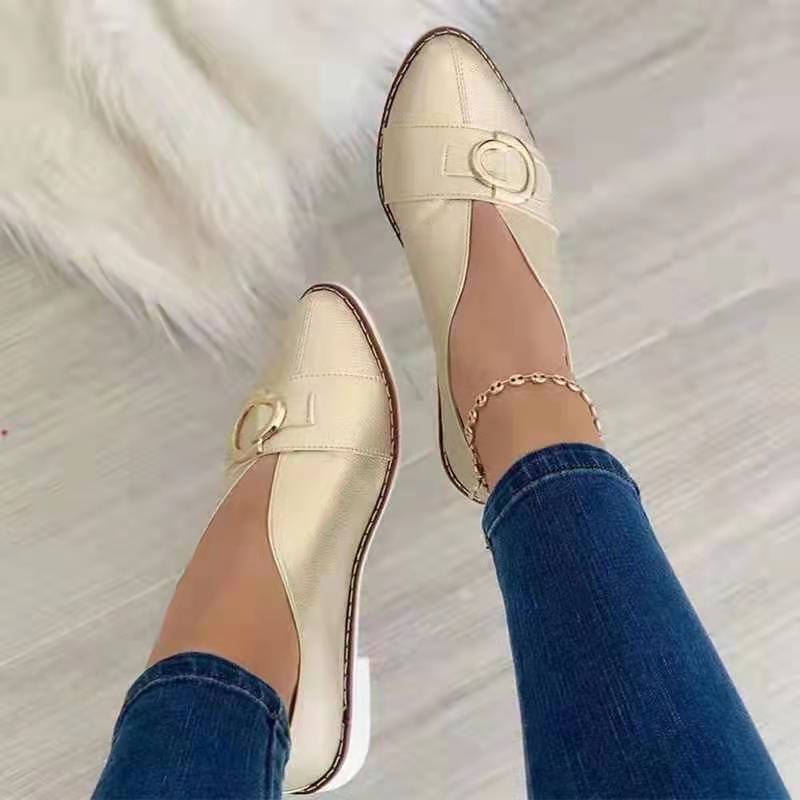 Ddbos Spring Fall Fashion Flat with Women Shoes Casual Women's Shoes Leather Round Head Flat Small White Shoes