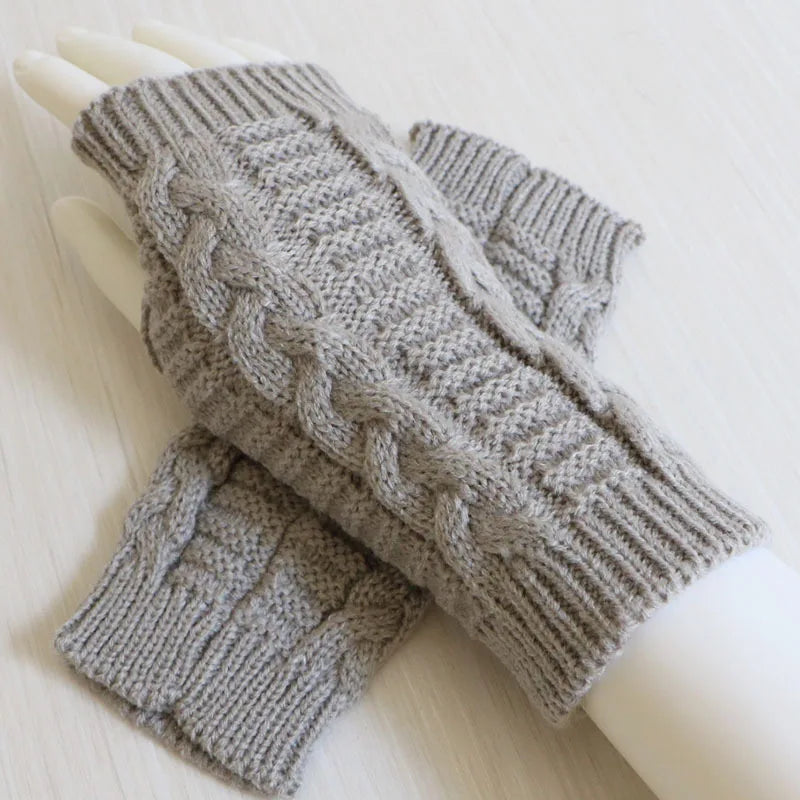 Ddbos Women Stylish Hand Warmer Winter Gloves Arm Crochet Knitting Faux Wool Mitten Warm Fingerless Glove Twist Pattern Women Gloves