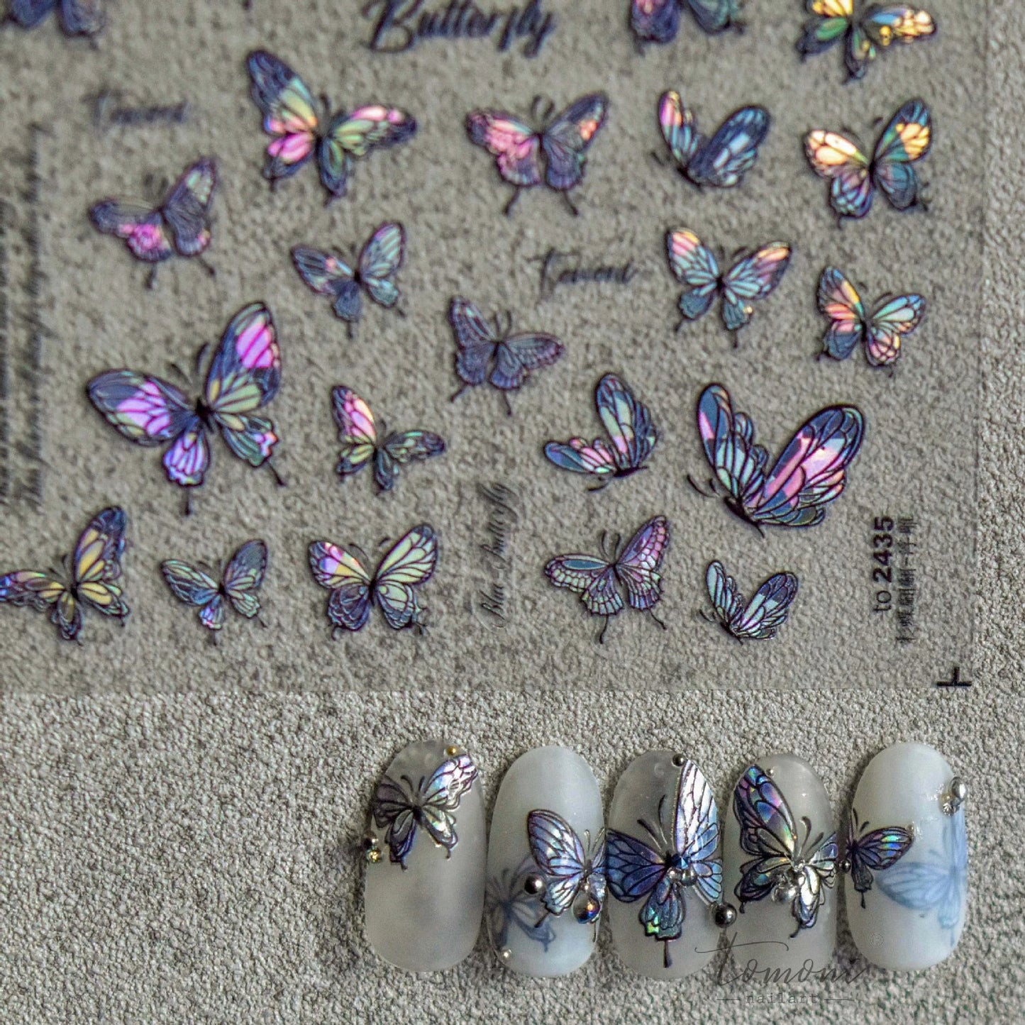 Ddbos 1 Sheet 5D Realistic Relief Vivid Laser Holographic Dancing Butterfly Adhesive Nail Art Stickers Decals Manicure DIY Ornaments