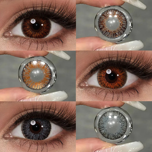 Professional Colored Contact Lenses Enlarge Eyes 3-TONE Color Eye Lenses Color Contact Lenses for Eyes 1 Pair Yearly Lens