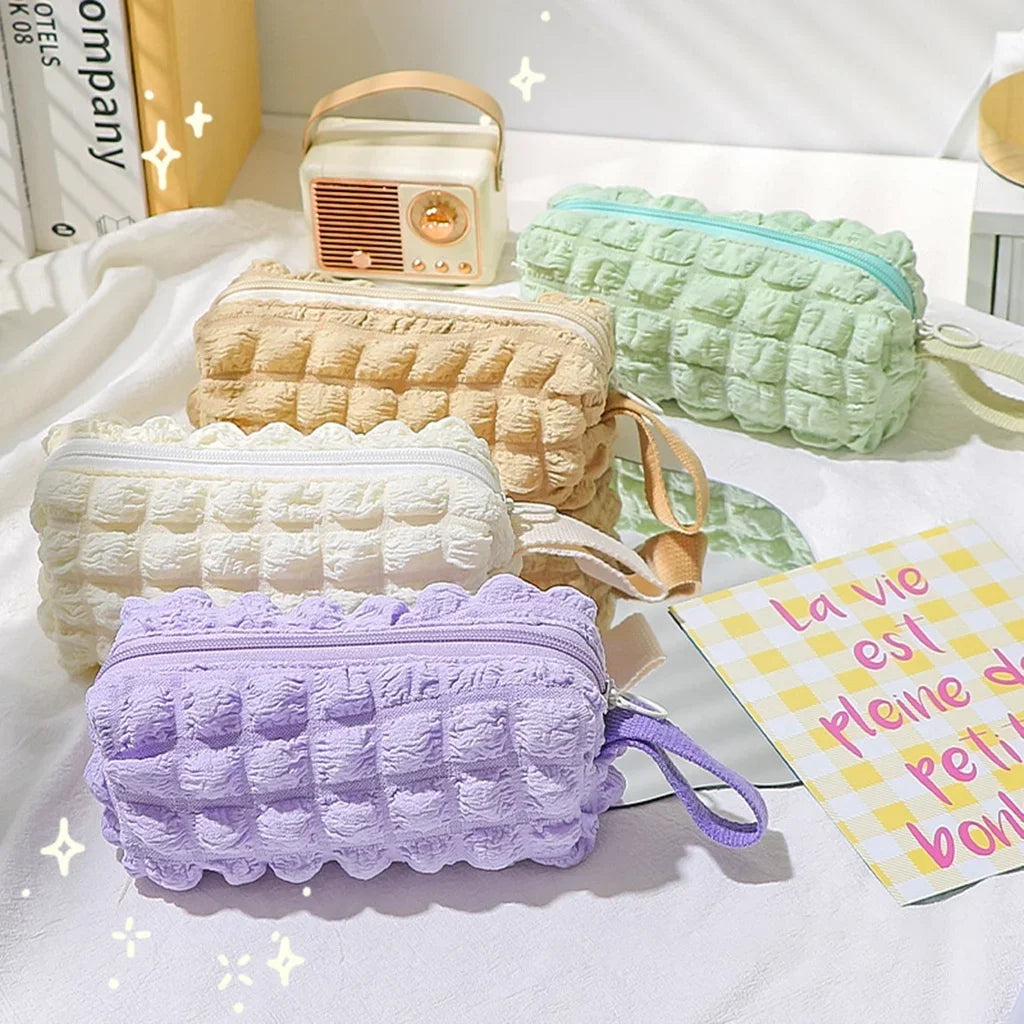 Ddbos Big Capacity Soft Pencil Case Simple Pure Color Pen Bag Kawaii Cloud Bubble Pouch for Girls School Supplies Stationery