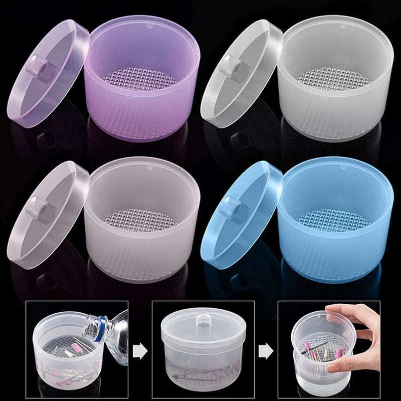 Nail Art Drill Bits Grinding Head Sterilizer Disinfection Box Nail Tool Cleaning Box Manicure Storage Case Clipper Accessories