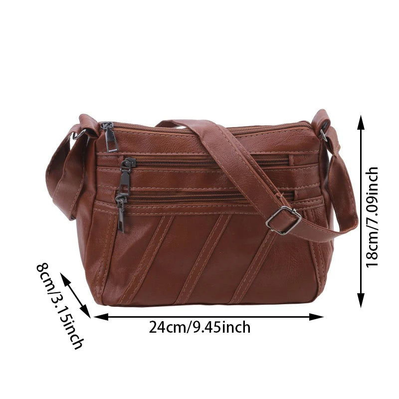 Ddbos Women Soft Shoulder Bag PU Solid Messenger Crossbody Bags Female Retro Multipocket Purse