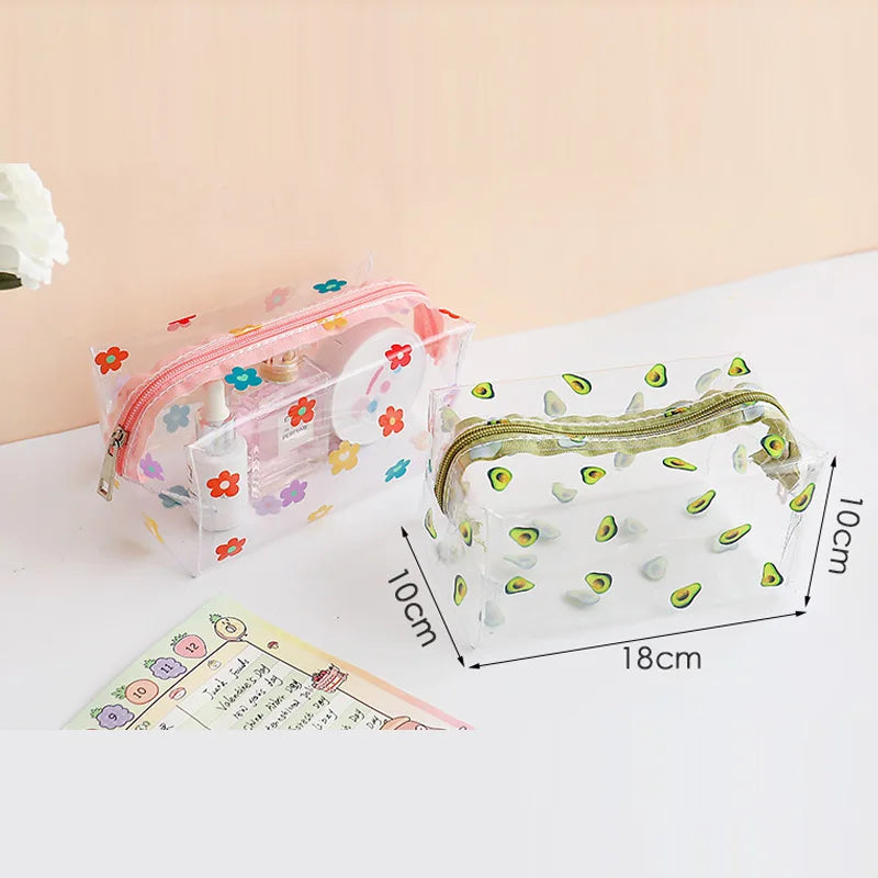 Ddbos BACK TO SCHOOL Big Waterproof Transparent Pencil Case PVC Stationery Gift Girls Students Pencil Bag Kawaii Makeup Cosmetic Bag Travel Bags