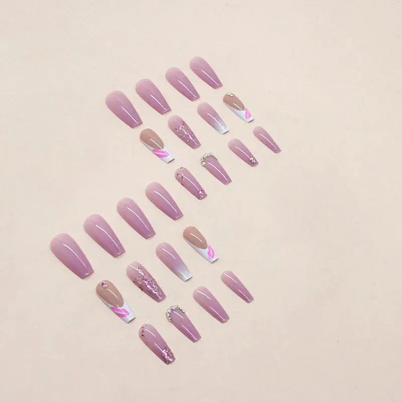 24 PCs Fake Nails with 1 Nail Glue and 1 Nail File