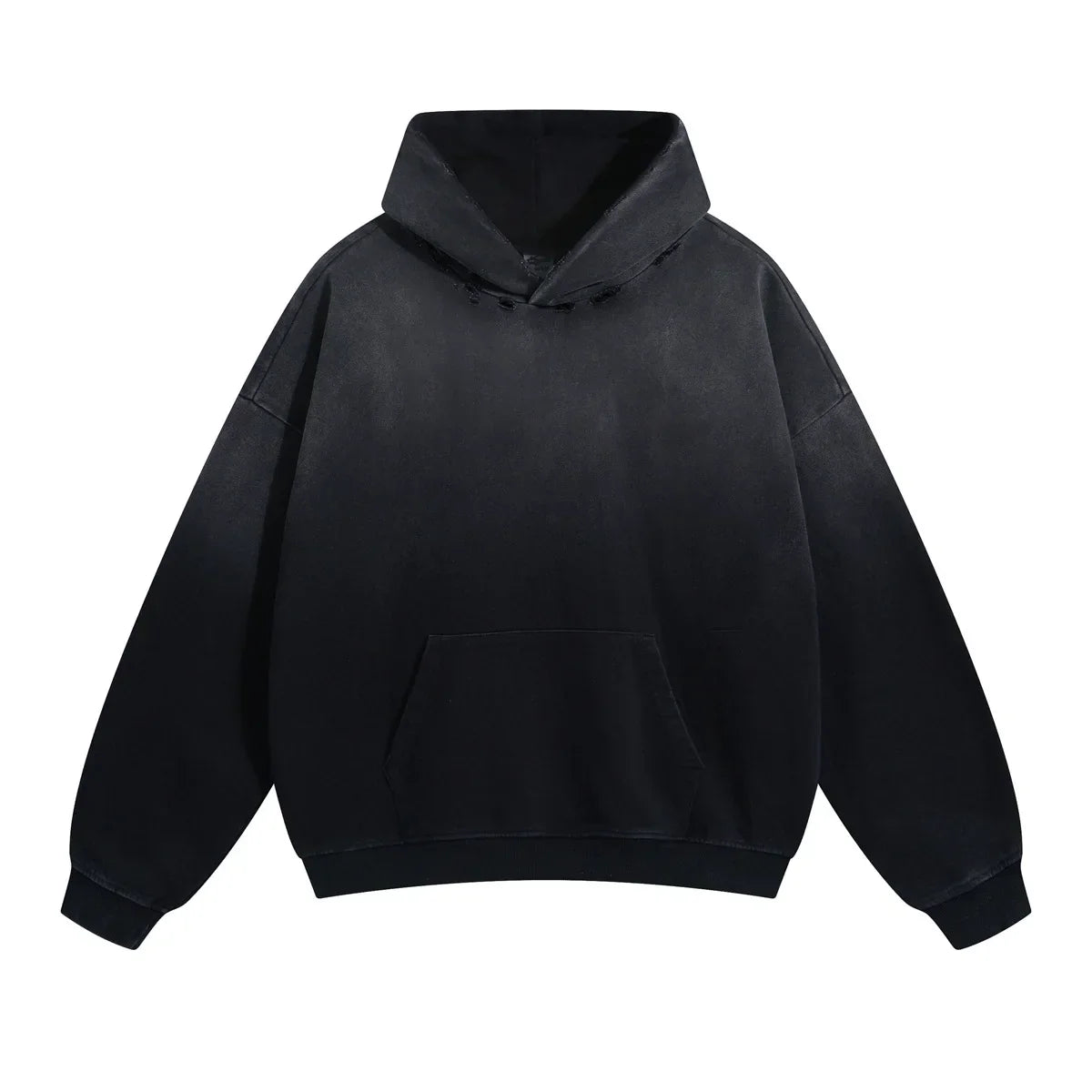 Ddbos Autumn and Winter Hip Hop Spray Dyeing Gradient Distressed Hooded Pullover Sweatshirts Vintage Washed Hole Hoodies Men Y2k