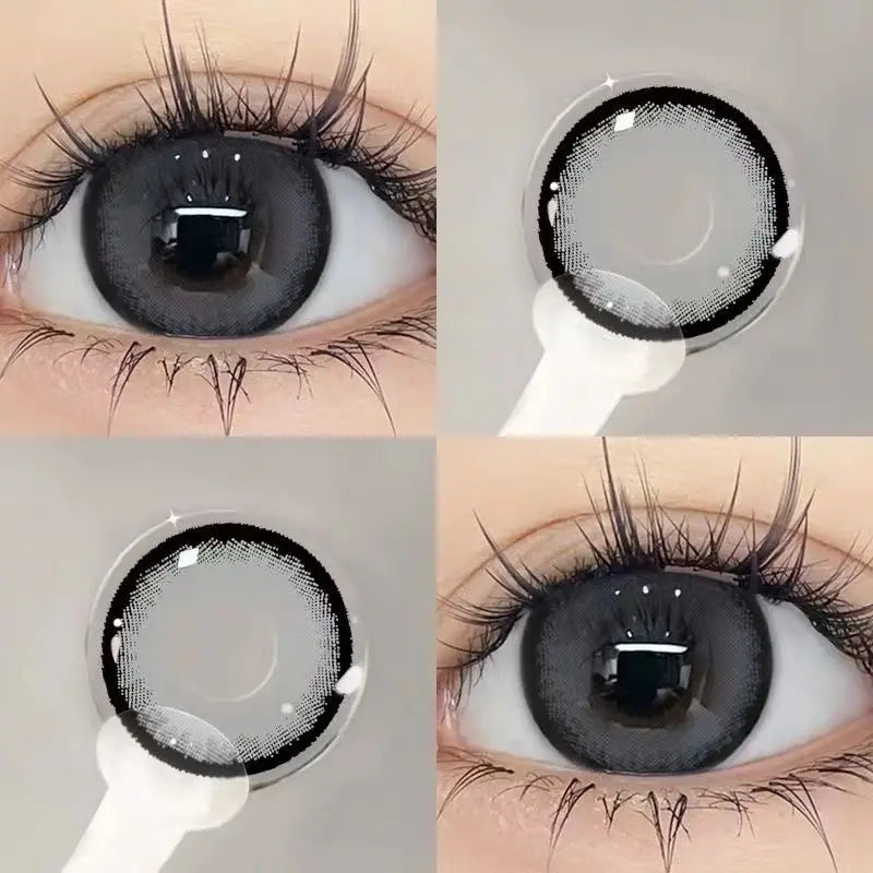 Ddbos 2PCS Korea Colored Contact Lenses Myopia Degree -0.00 to -8.00 Gray Eyes Beauty Pupil Brown Makeup Lens