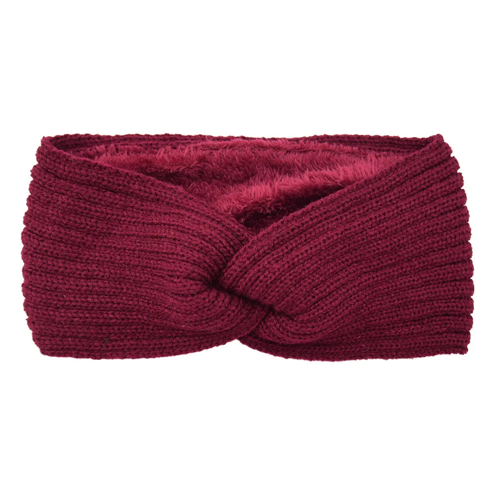 Ddbos Winter Knitted Headbands for Women Warm Woolen Knitting Ear Warmer Cross Knot Turban Headwear Girls Hair Band Hair Accessories