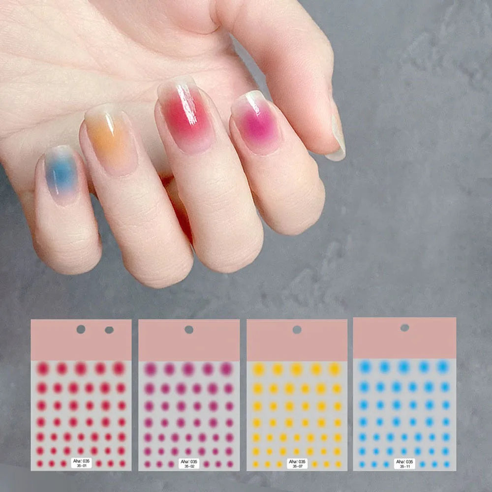 Ddbos 12 colors Pink Smudge Nail Sticker Blush Gradient Decals Sticker Self-Adhesive Translucent Waterproof Ultra-Thin 3D Nail Slider