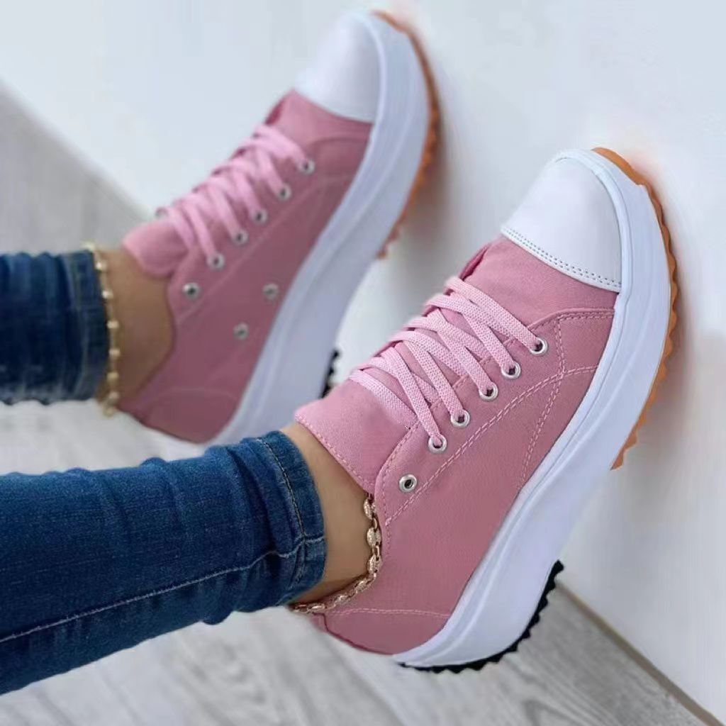 Ddbos New Woman Platform Sneakers Women Casual Shoes Female Canvas Shoes Tennis Ladies Shoes Chunky Sneakers Lace Up Shoe Plus Size