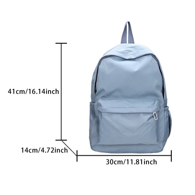 Ddbos Women Schoolbag Waterproof Large Capacity School Backpack Smooth Zipper Solid Color Teens Girl Casual Daypack Bag Student Supply