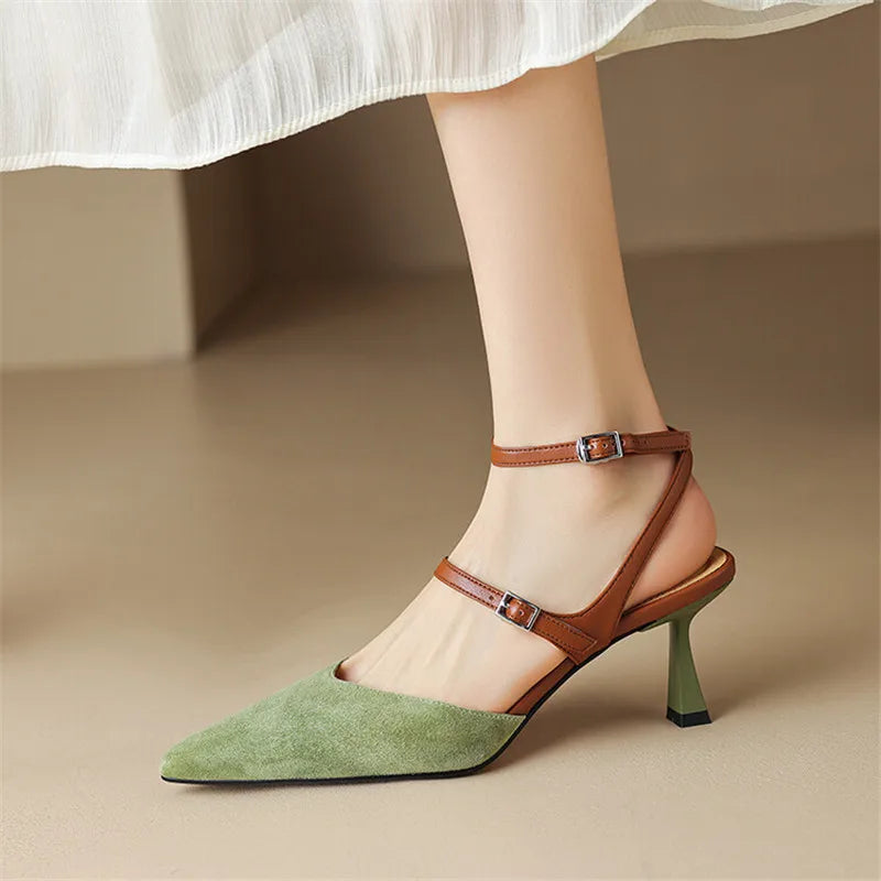 Ddbos New Sheep Suede Summer Sandals Pointed Toe Sandals Shoes for Women Handmade Women Sandals Zapatos De Mujer Gladiator Shoes