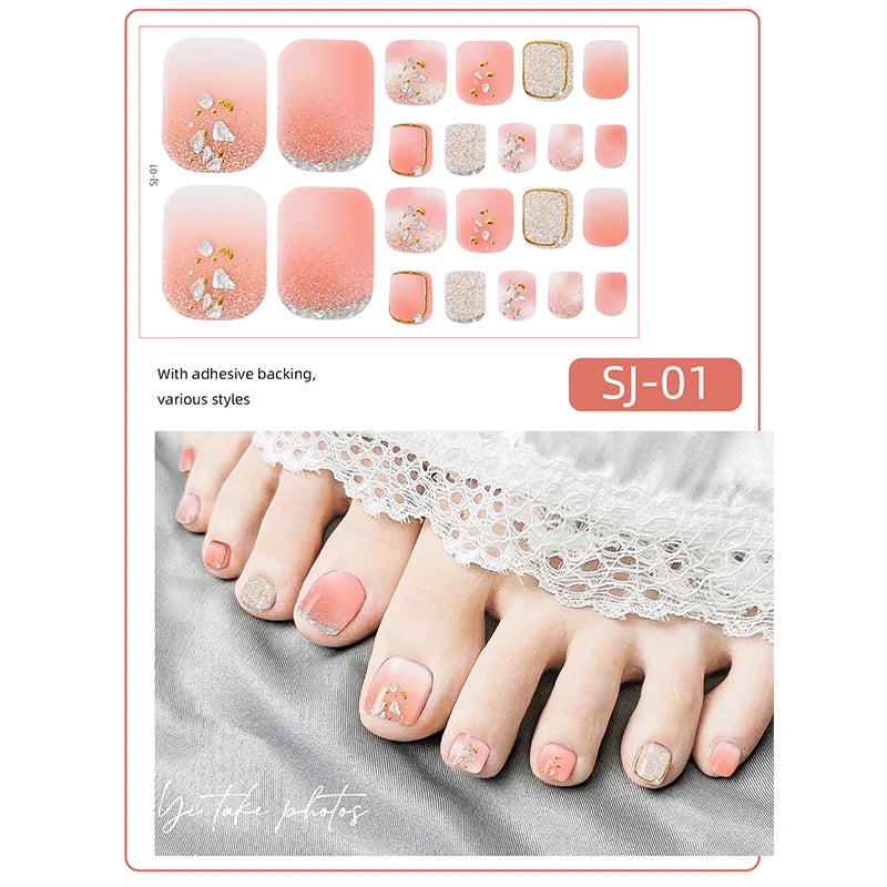 Ddbos 22 Tips Toe Nail Wraps Full Cover Nails Sticker Art Decorations Manicure Nail Vinyls Adhesive Nails Deco For Women Girls DIY