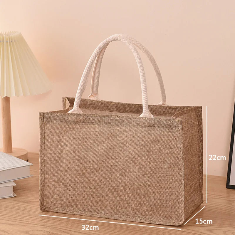 Ddbos Linen bag Hand-painted cotton sacks Jute portable imitation sacks Linen bags Shopping bags Laminated bags