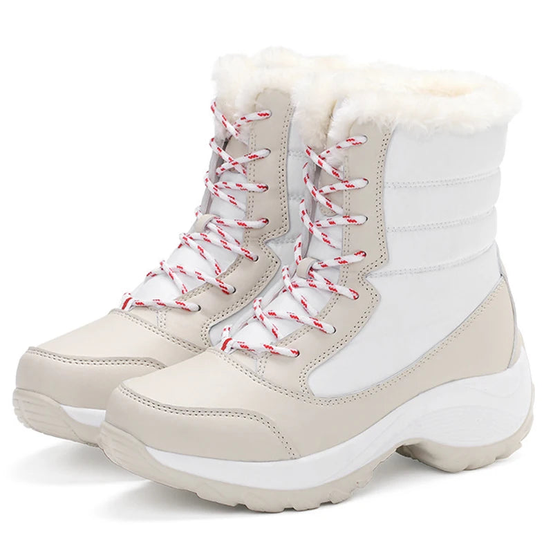 Ddbos Ankel Boots for Women Winter Outdoor Warm Snow Boots Chunky Platform Waterproof Non-slip Warm Shoes Woman Boots Plus Size Casual