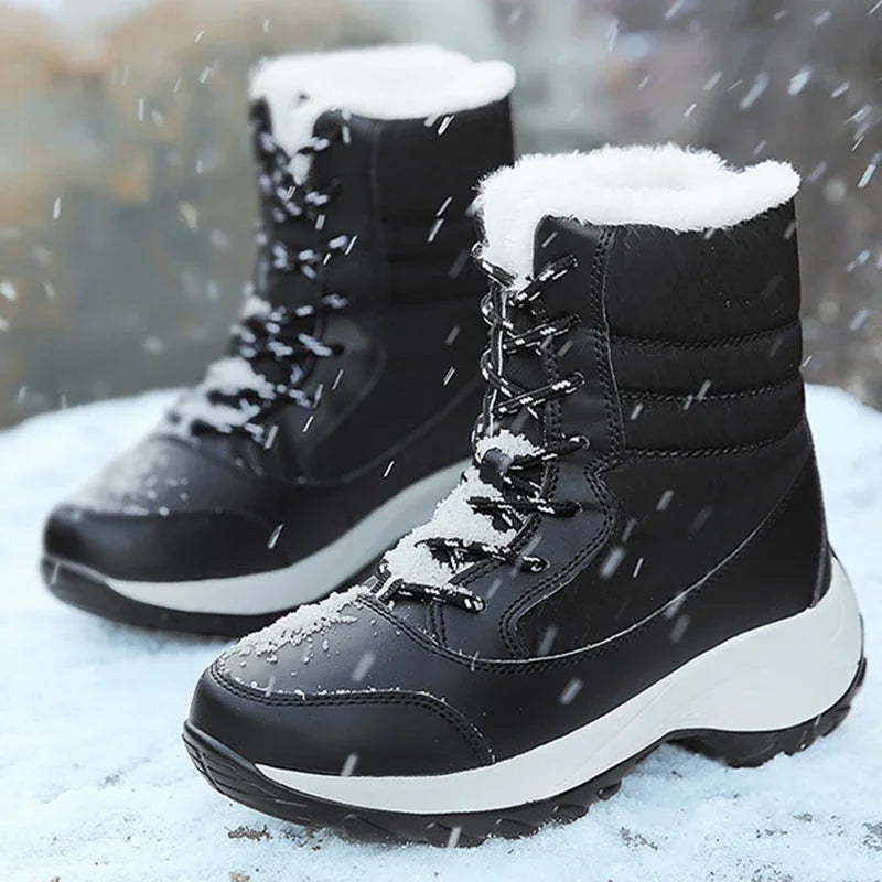 Ddbos Ankel Boots for Women Winter Outdoor Warm Snow Boots Chunky Platform Waterproof Non-slip Warm Shoes Woman Boots Plus Size Casual