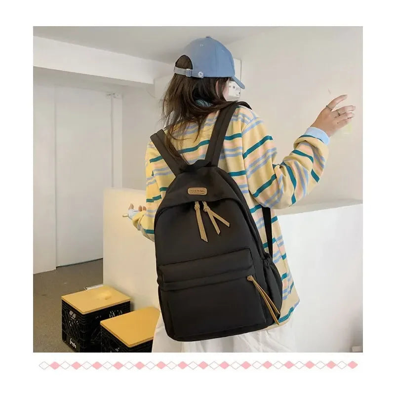 Ddbos BACK TO SCHOOL Schoolbag Female College Student N-style Solid Color Large-capacity Durable Simple Backpack, Junior High School College Backpack