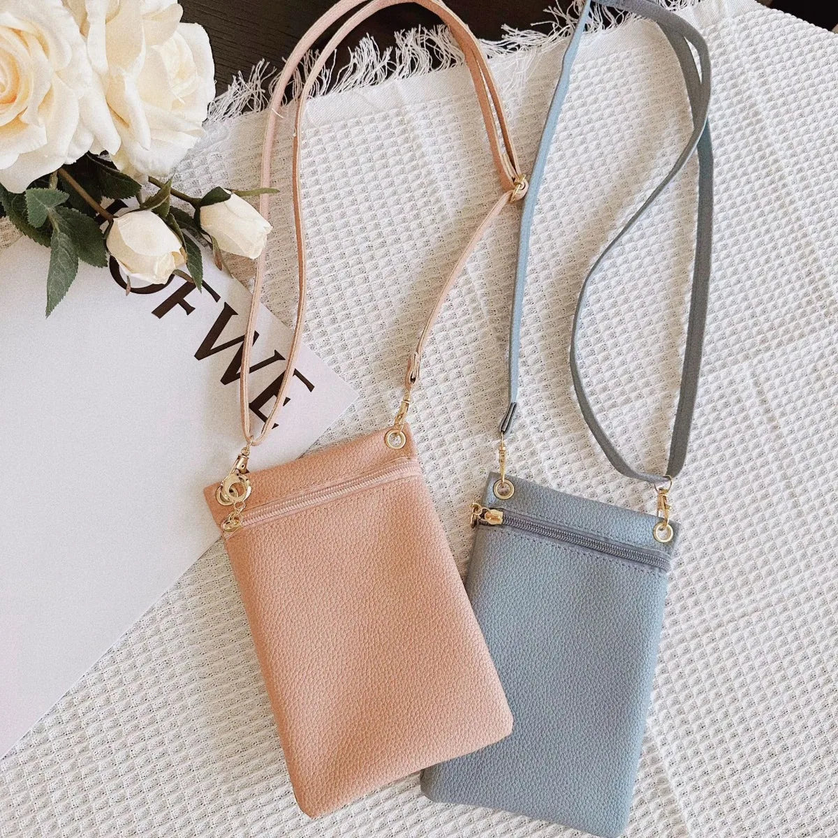 Ddbos Mini Crossbody Bag PU Litchi Pattern Personalized Fashion Phone Bag Sweet Women's Convenient Shoulder Bag Purses and Handbags