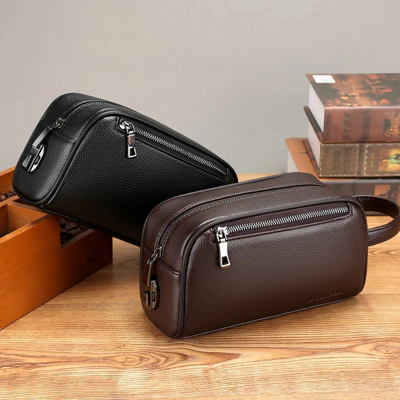 Ddbos High Quality Genuine Leather Men Clutch Bags Fashion Business Clutches Card Pack Phone Coin Purses Travel Anti-theft Wallet Male