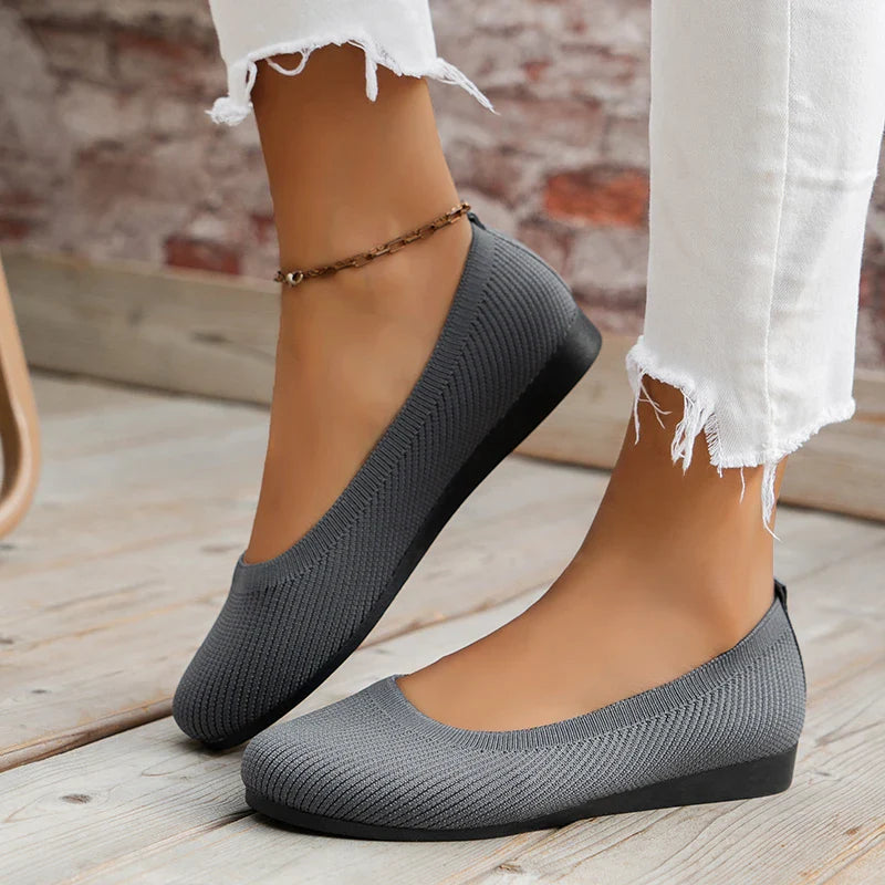 Ddbos Spring Autumn Casual Shoes For Women Slip-on Pump Knit Single Flat Shoes Breathable Round Toe Ladies Cloth Loafers Large Sized