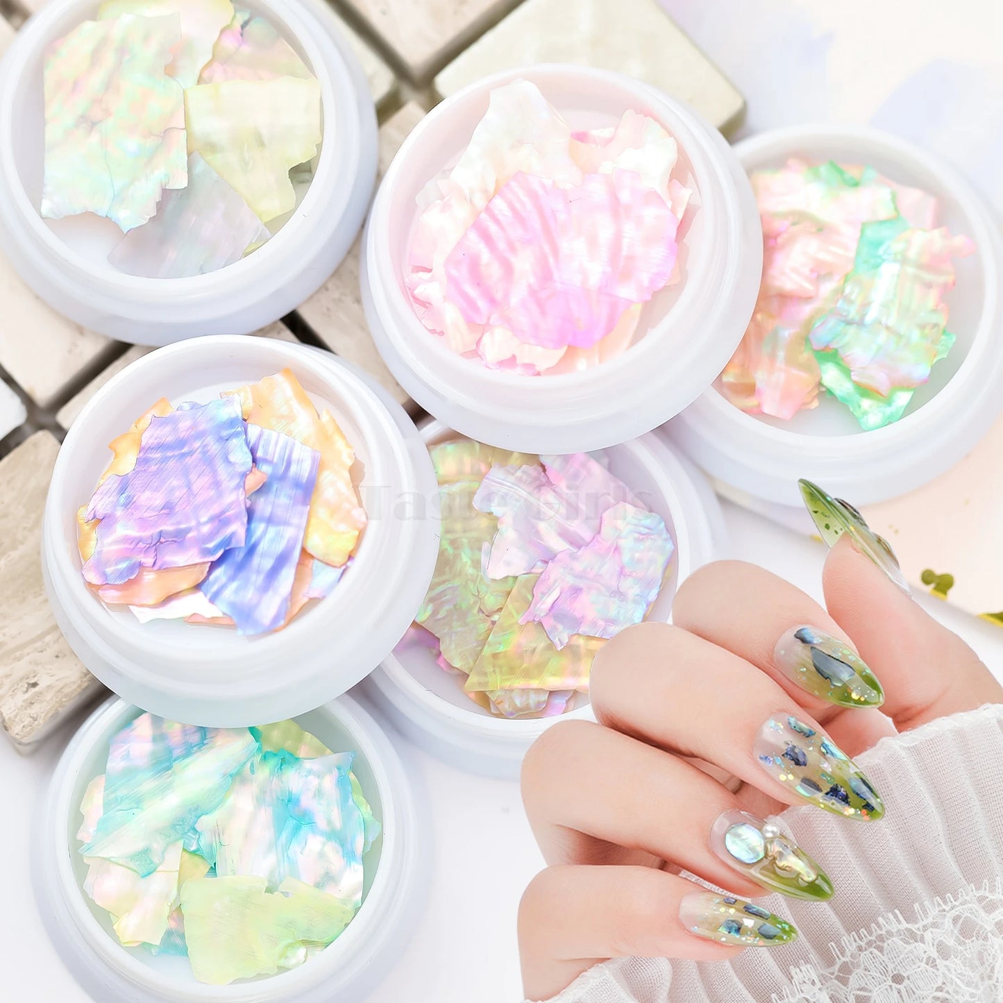 Ddbos 1 Jar Mix 2 Colorful Irregular Natural Sea Shell Thin Abalone Slice Pallitte Nail Art Sequins Decals Manicure Accessories Tip